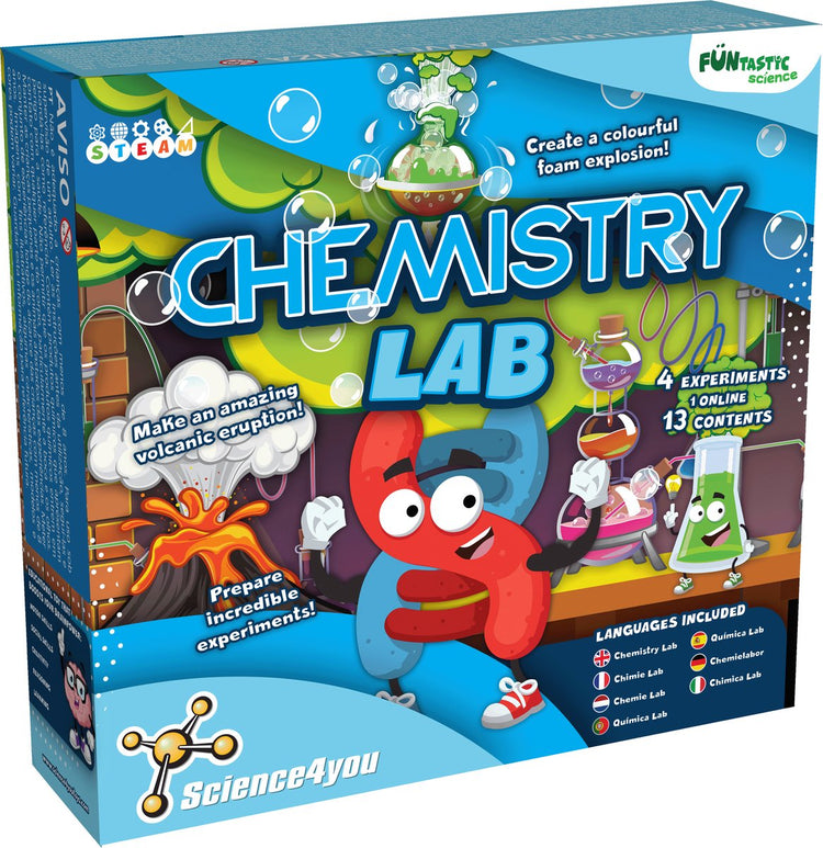 Science 4 You Science4You Funtastic Chemielabor – Wissenschaftsspielzeug für Kinder – Chemie-Set – Schaumstoffsäulen – Lehrbuch: Bereiten Sie unglaubliche Experimente vor!
