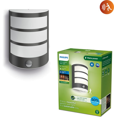 Philips LED Philips Python Wandleuchte – ultraeffizient – Anthrazit – mit Sensor – 3,8 W