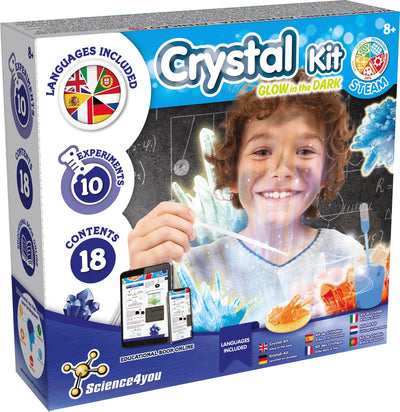 Science 4 You Science4You Kristallfabrik leuchtet im Dunkeln – pädagogisches Kristallzuchtset – Physik-Chemie-Experimentierbox – ab 8 Jahren