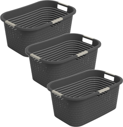 Rotho Country Wäschekorb - 3er-Set - 40 ltr - Anthrazit