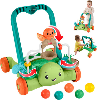 Fisher-Price Moves with You Turtle Walker – Schiebe- und Aktivitätsspielzeug mit 5 Bällen