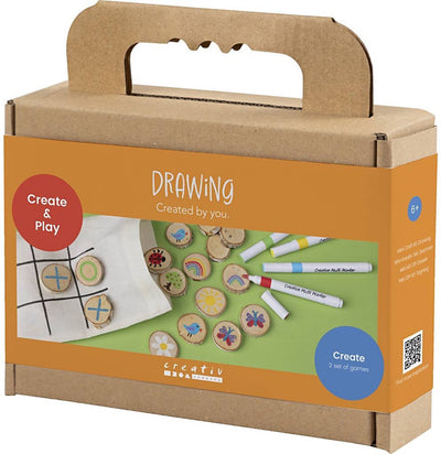 Creativ Company Mini-Hobby-Set Zeichnen, Memory-Spiel und Drei in einer Reihe, verschiedene Farben, 1 Box