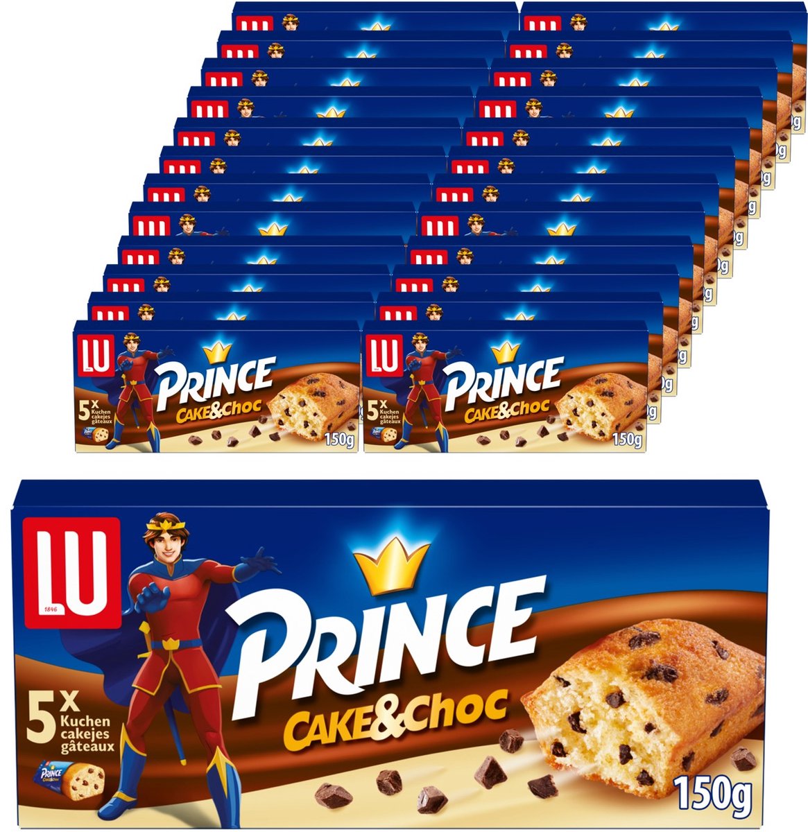 Lu Prince Cake Choc 16 x 150g (5 x 30g) – Kekse – Kekse für unterwegs – Kaffee – Tee – Arbeit – Brühe