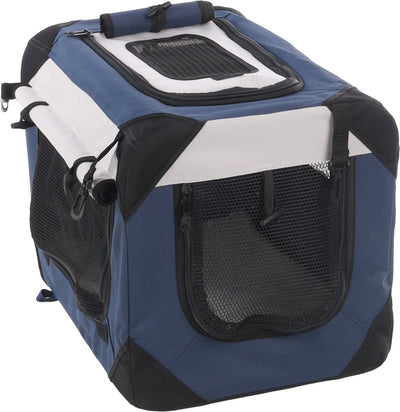Flamingo-Hundebox – Hundereisebox – faltbare Box – Geronimo L blauer Transportkäfig – 81,5 x 58,5 x 58,5 cm