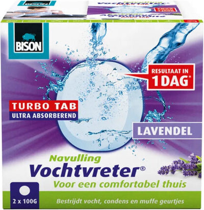 Bison Moisture Absorber® Nachfülltablette 2x 100 g Lavendelduft, Luftentfeuchter, geeignet für Moisture Absorber® Ambiente, gegen hohe Luftfeuchtigkeit, auch für Wohnwagen und Wohnmobile geeignet