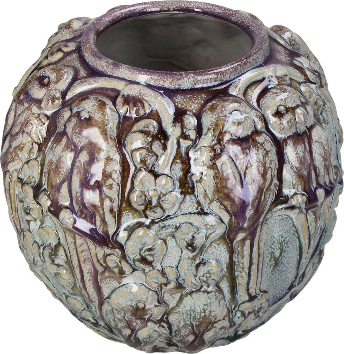 HD Collection Vase Vögel Steingut 22x22x19,5cm