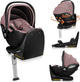 Lionelo Moxie i-Size-Set – Autositz mit drehbarer ISOFIX-Basis – Autositz RWF ab der Geburt – Bambusstoff – 360° Drehung – magnetische Gürtelhaken – Dri-Sitz – Kopfstütze mit Memory-Schaum – 4,3 kg – atmungsaktiv waschbar