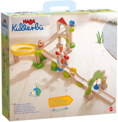 Haba-Spielzeug | Holzspielzeug – Murmelbahn, rollende Kugeln – Grundbox – Windmühlenbahn