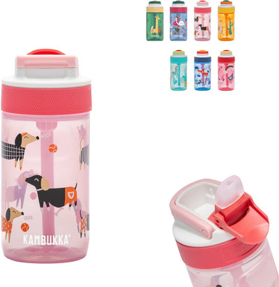 Kambukka Lagoon Trinkflasche für Kinder 400ml Diva Dogs – mit integriertem Strohhalm – Trinkflasche für Kinder – Trinkbecher für die Schule