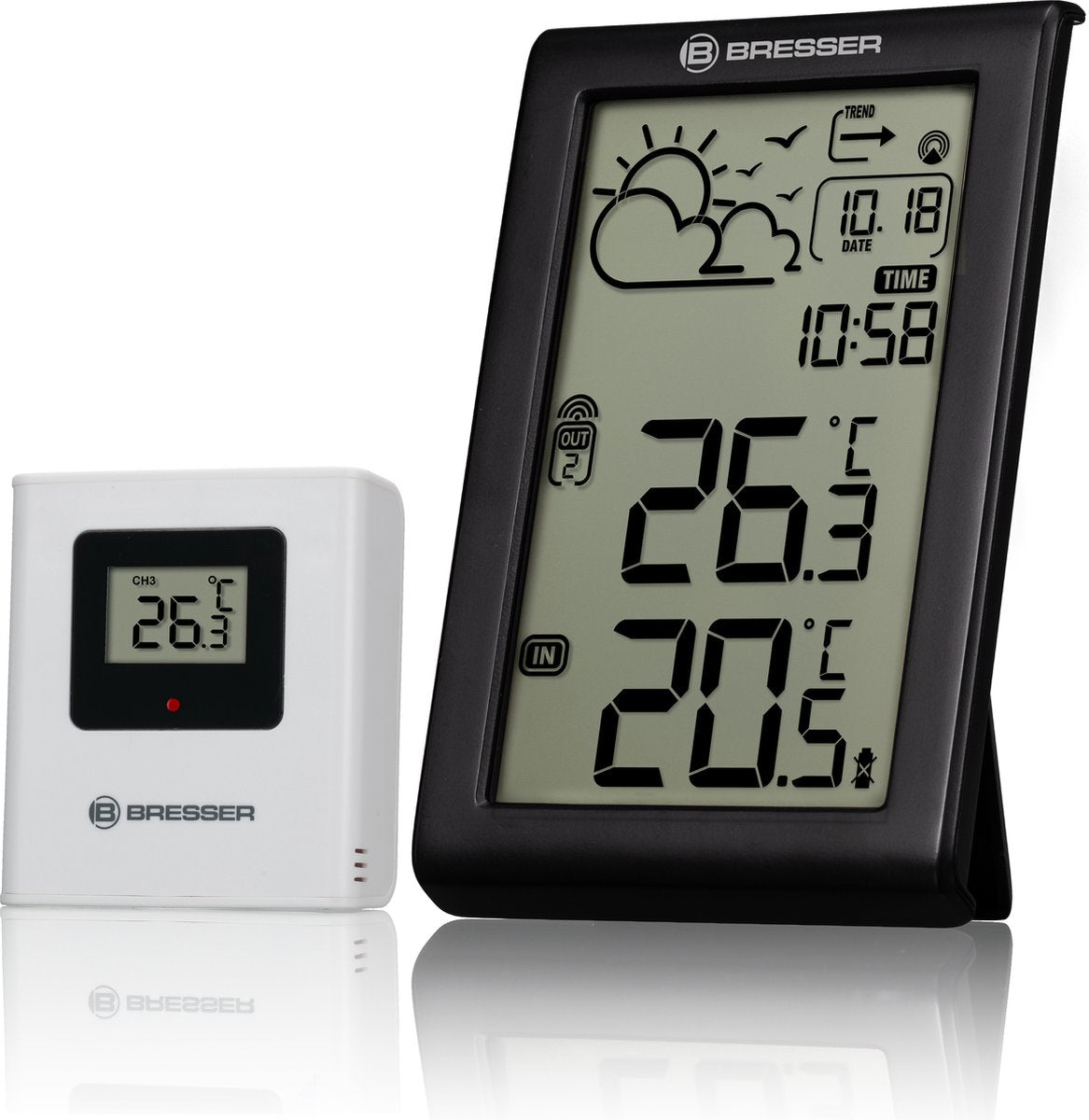 Bresser Wetterstation – meteo temp w – DCF-Funksignal – große Zahlen – Frostalarm – Thermo-Hygro-Meter