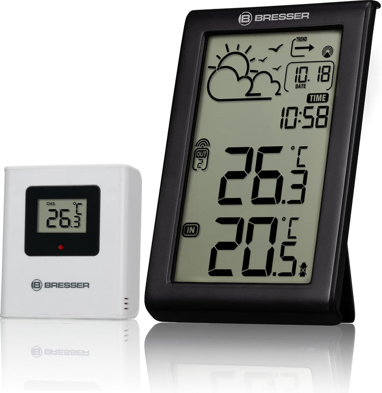 Bresser Wetterstation – meteo temp w – DCF-Funksignal – große Zahlen – Frostalarm – Thermo-Hygro-Meter