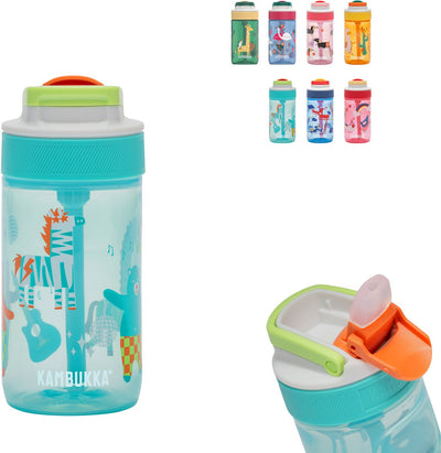 Kambukka Lagoon Trinkflasche für Kinder 400ml Disco Zoo – mit integriertem Strohhalm – Trinkflasche für Kinder – Trinkbecher für die Schule