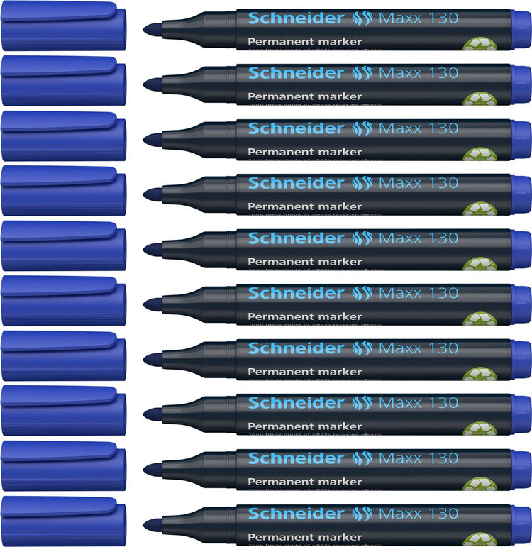 Schneider Schreibgeräte Schneider Permanentmarker - Maxx 130 - runde Spitze - Schreibfarbe blau - Box 10 Stück