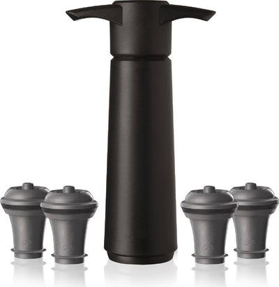 Vacuvin Vacu Vin Weinsparer schwarz | Vakuum-Weinpumpe | 4 Vakuum-Weinverschlüsse