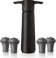 Vacuvin Vacu Vin Weinsparer schwarz | Vakuum-Weinpumpe | 4 Vakuum-Weinverschlüsse