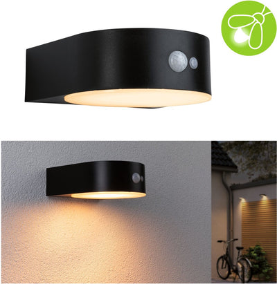 Paulmann Solar-LED-Wandleuchte für den Außenbereich, Eileen, Bewegungsmelder, insektenfreundlich, IP44, 2200 K, 300 lm, Schwarz
