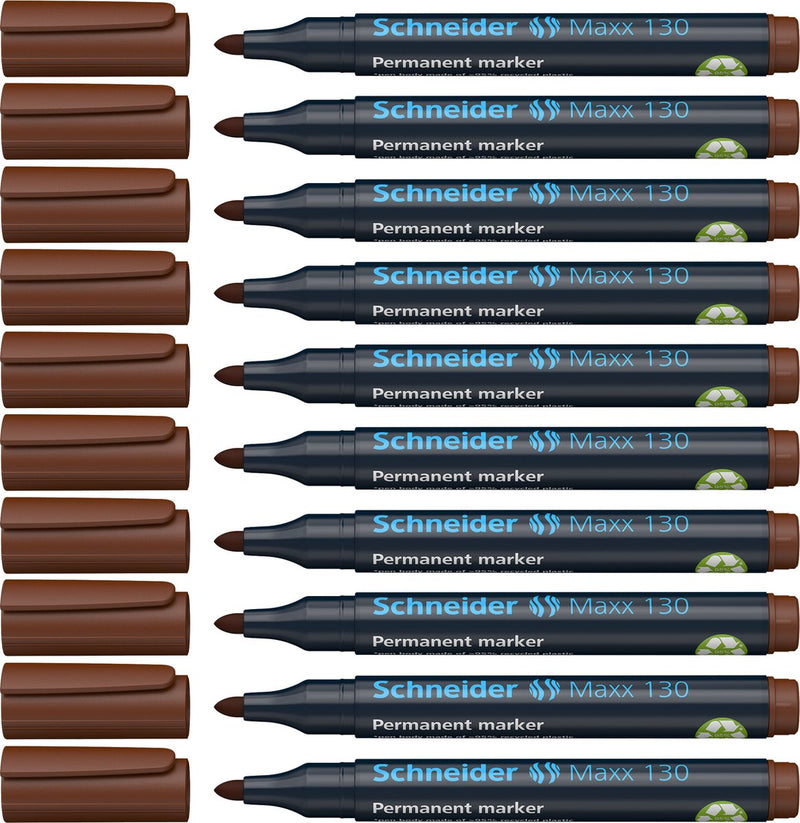 Schneider Schreibgeräte Schneider Permanent Marker - Maxx 130 - Rundspitze - Braun - Strichstärke 1-3 mm - 10 Stück - S-113007-10