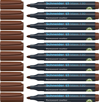 Schneider Schreibgeräte Schneider Permanent Marker - Maxx 130 - Rundspitze - Braun - Strichstärke 1-3 mm - 10 Stück - S-113007-10
