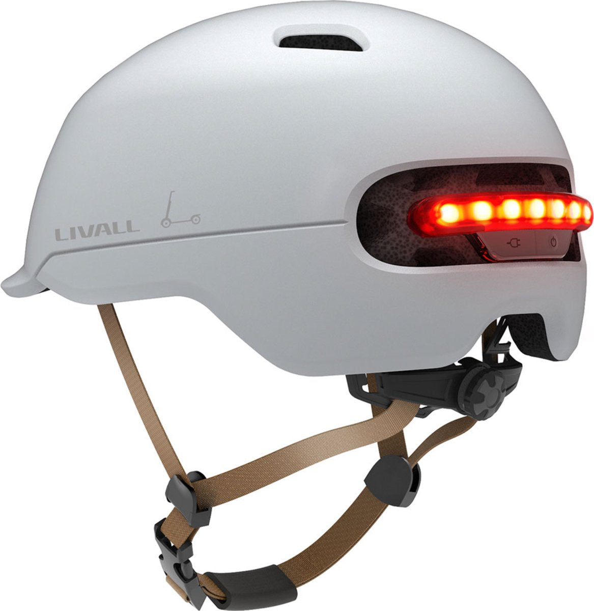 Livall c20 weiß groß – (intelligenter) Fahrradhelm – SOS-Funktion – intelligente Beleuchtung – Bremslicht
