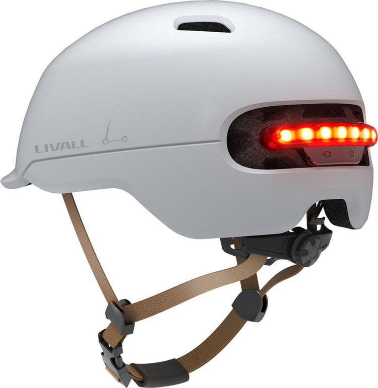 Livall c20 weiß groß – (intelligenter) Fahrradhelm – SOS-Funktion – intelligente Beleuchtung – Bremslicht