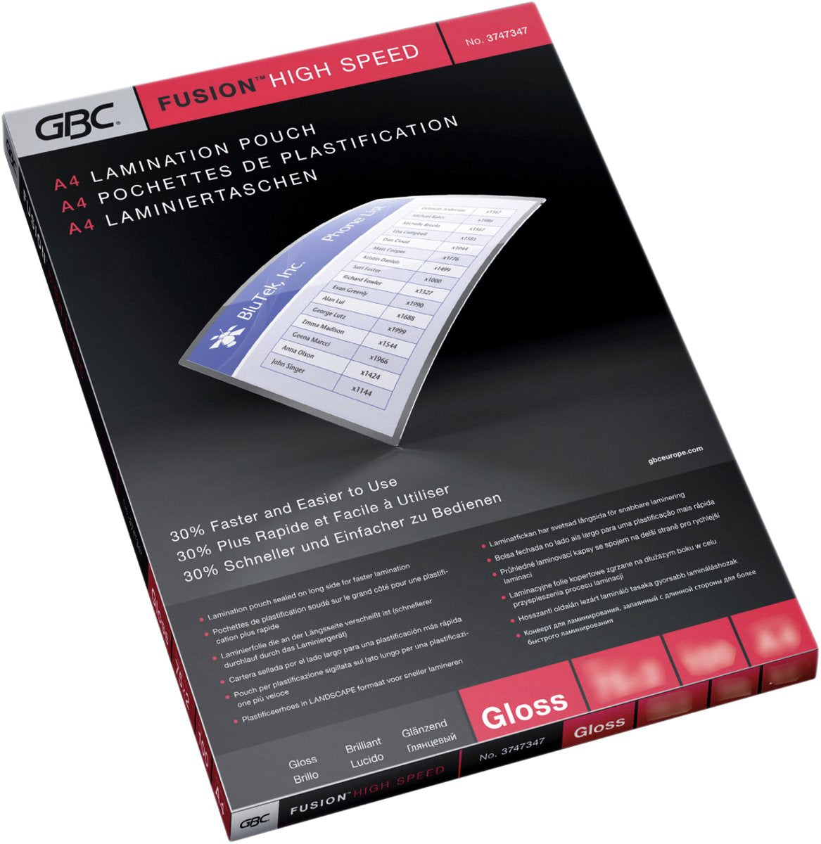 GBC-Laminierfolien A4 – Hochgeschwindigkeit 2 x 100 Mikron