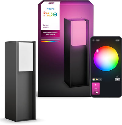Philips Hue Turaco niedrige Sockellampe – Gartenbeleuchtung – Anthrazitgrau – IP44 – weißes und farbiges Licht – 1100 Lumen – Steuerung über unsere App oder mit Ihrer Stimme – kompatibel mit Materie