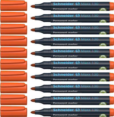 Schneider Schreibgeräte Schneider Permanent Marker - Maxx 130 - Rundspitze - Orange - 10 Stück - Strichstärke 1-3 mm - S-113006-10