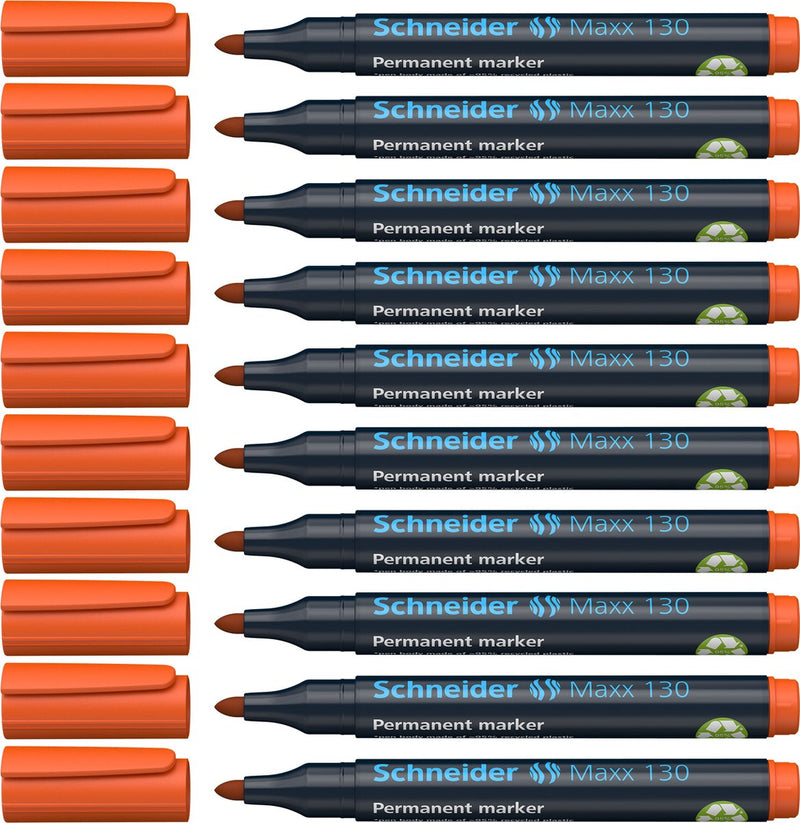 Schneider Schreibgeräte Schneider Permanent Marker - Maxx 130 - Rundspitze - Orange - 10 Stück - Strichstärke 1-3 mm - S-113006-10