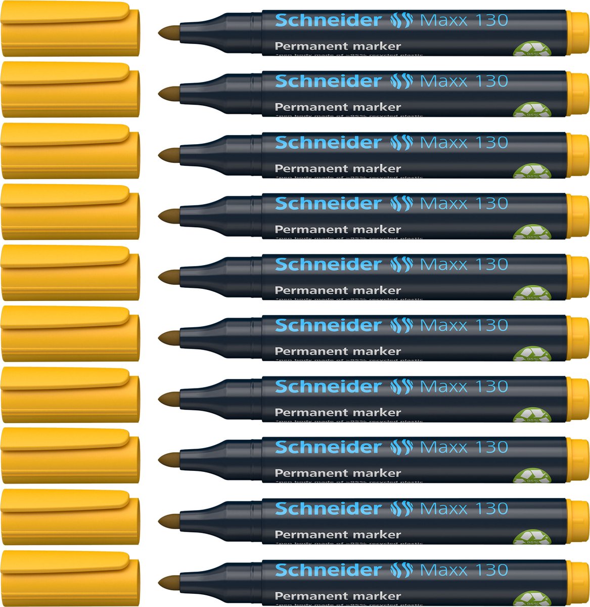 Schneider Schreibgeräte Schneider Permanent Marker - Maxx 130 - Rundspitze - Gelb - 10 Stück - Strichstärke 1-3 mm - S-113005-10