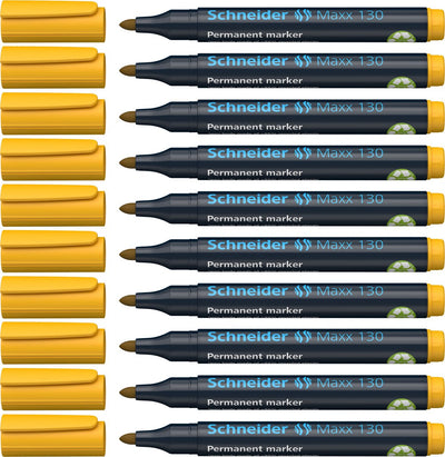 Schneider Schreibgeräte Schneider Permanent Marker - Maxx 130 - Rundspitze - Gelb - 10 Stück - Strichstärke 1-3 mm - S-113005-10