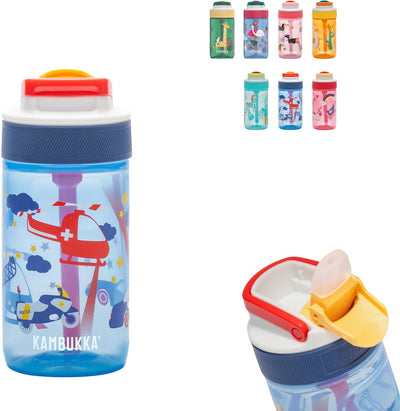 Kambukka Lagoon Trinkflasche für Kinder 400ml Polizeistreife – mit integriertem Strohhalm – Trinkflasche für Kinder – Trinkbecher für die Schule
