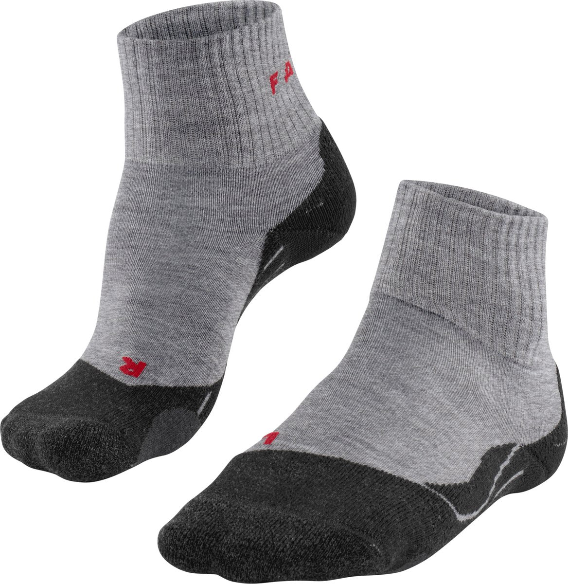 Falke TK2 kurze Wandersocken, Anti-Blasen, mittlere Polsterung, Sportsocken aus Merinowolle, Herren, Grau – Größe 46–48
