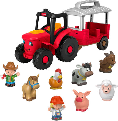 Fisher-Price Little People Animal Care Bauernhoftraktor-Geschenkset – musikalischer Traktor mit Figuren