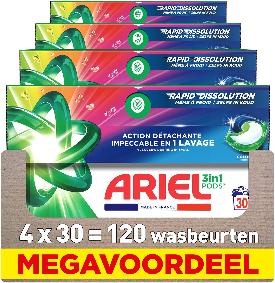 Ariel 3in1 Waschmittel-Pods Farbe – 4 x 30 Stück – 120 Wäschen