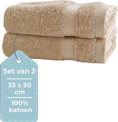 Stille. Living Hush Living Gästehandtuch – 33 x 50 cm – 100 % Baumwolle – schwere Qualität, 500 g m2 – Sand, 2er-Set
