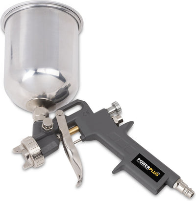 Powerplus powair0105 pneumatische Lackierpistole – Farbspritzgerät – max. Druck: 4 bar – 600 ml oberer Becher – Sprühbreite 160–240 mm