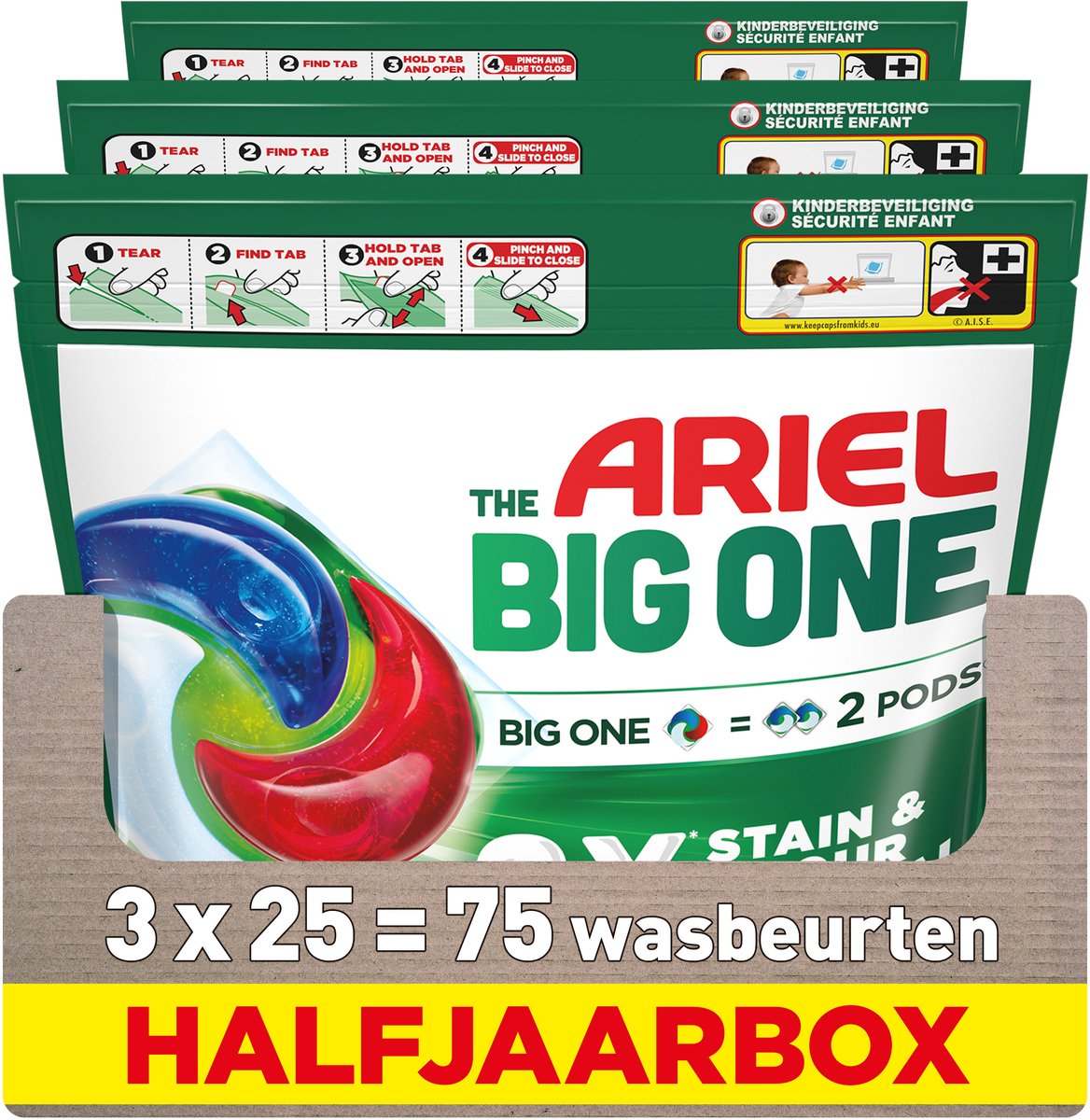 Ariel 3in1 Waschmittelkapseln das große Original – 3 x 25 Wäschen