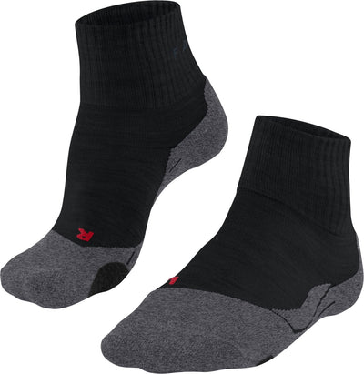 Falke TK2 kurze Anti-Blasen Wandersocken aus dickem Woll-Funktionsmaterial Herren Schwarz - Größe 39-41