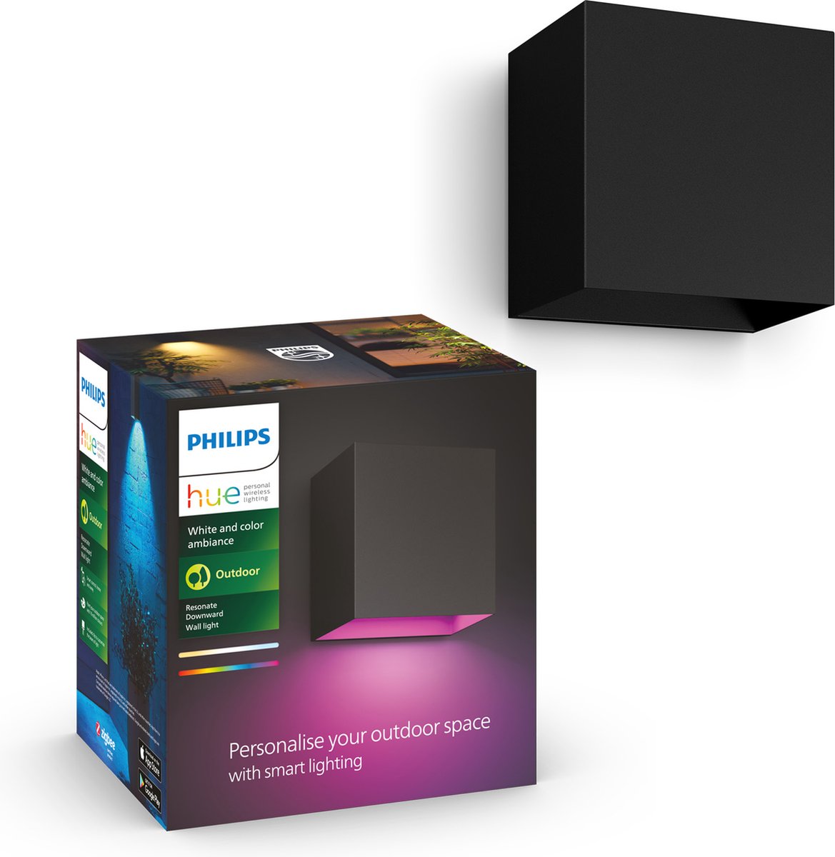 Philips Hue Resonate Down – Wandleuchte – weißes und farbiges Licht – Schwarz