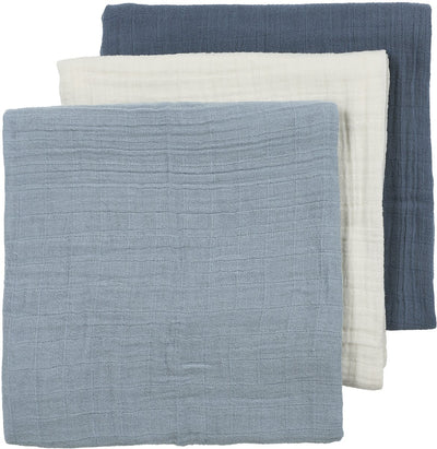 Meyco Baby Uni vorgewaschene hydrophile Tücher – vorgewaschene hydrophile Tücher – natürliches Jeansblau-Indigo – 70 x 70 cm – 3er-Pack