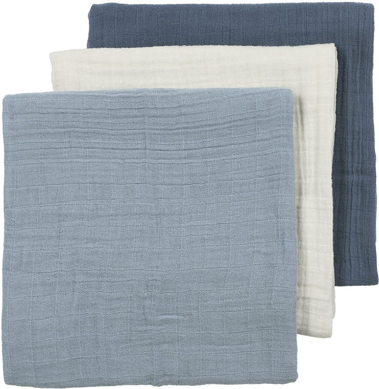 Meyco Baby Uni vorgewaschene hydrophile Tücher – vorgewaschene hydrophile Tücher – natürliches Jeansblau-Indigo – 70 x 70 cm – 3er-Pack