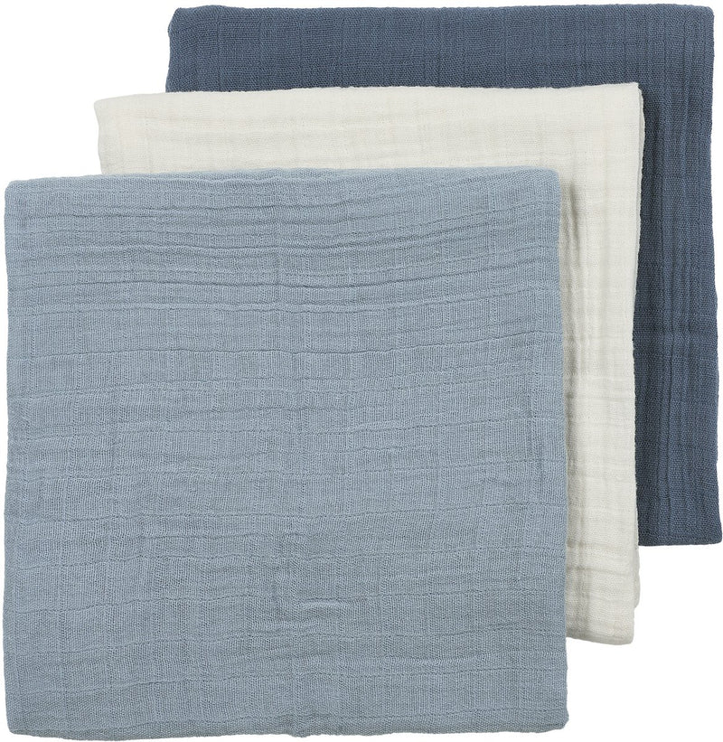 Meyco Baby Uni vorgewaschene hydrophile Tücher – vorgewaschene hydrophile Tücher – natürliches Jeansblau-Indigo – 70 x 70 cm – 3er-Pack