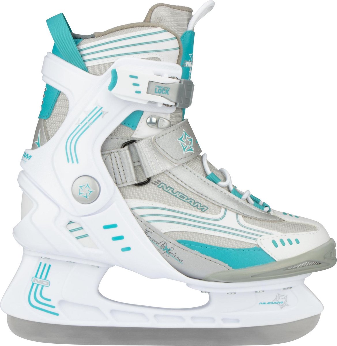 Nijdam Eishockeyschlittschuh – halbweicher Schuh – weiß grau blau – Größe 36