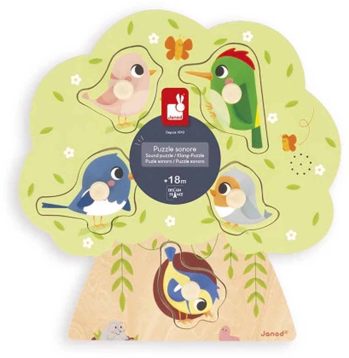 Janod - Musikpuzzle - Vögel - 5 Teile