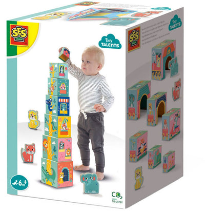 SES Tiny Talents Stapelblöcke Turm mit Tierenfiguren