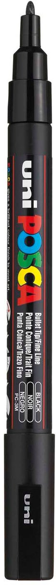 UNI-POSCA POSCA-Marker, AFM PC-3M, Liniendicke 0,9-1,3 mm, fein, schwarz, 1 Stück