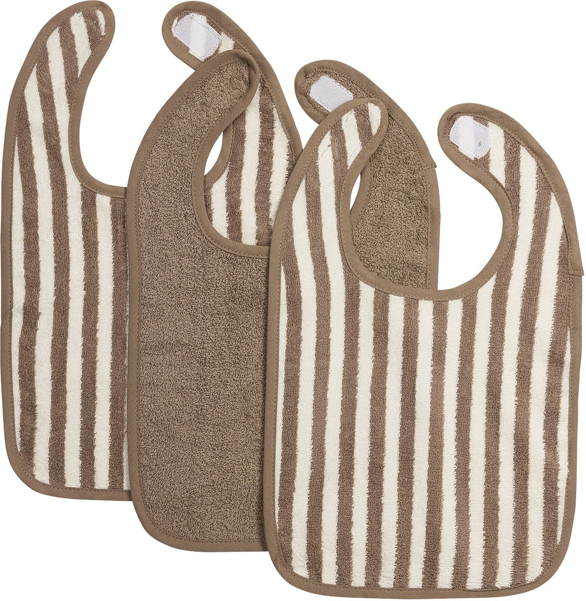 Meyco Baby Fat Stripe Lätzchen – 3er-Pack – Jacquard-Frottee – Taupe