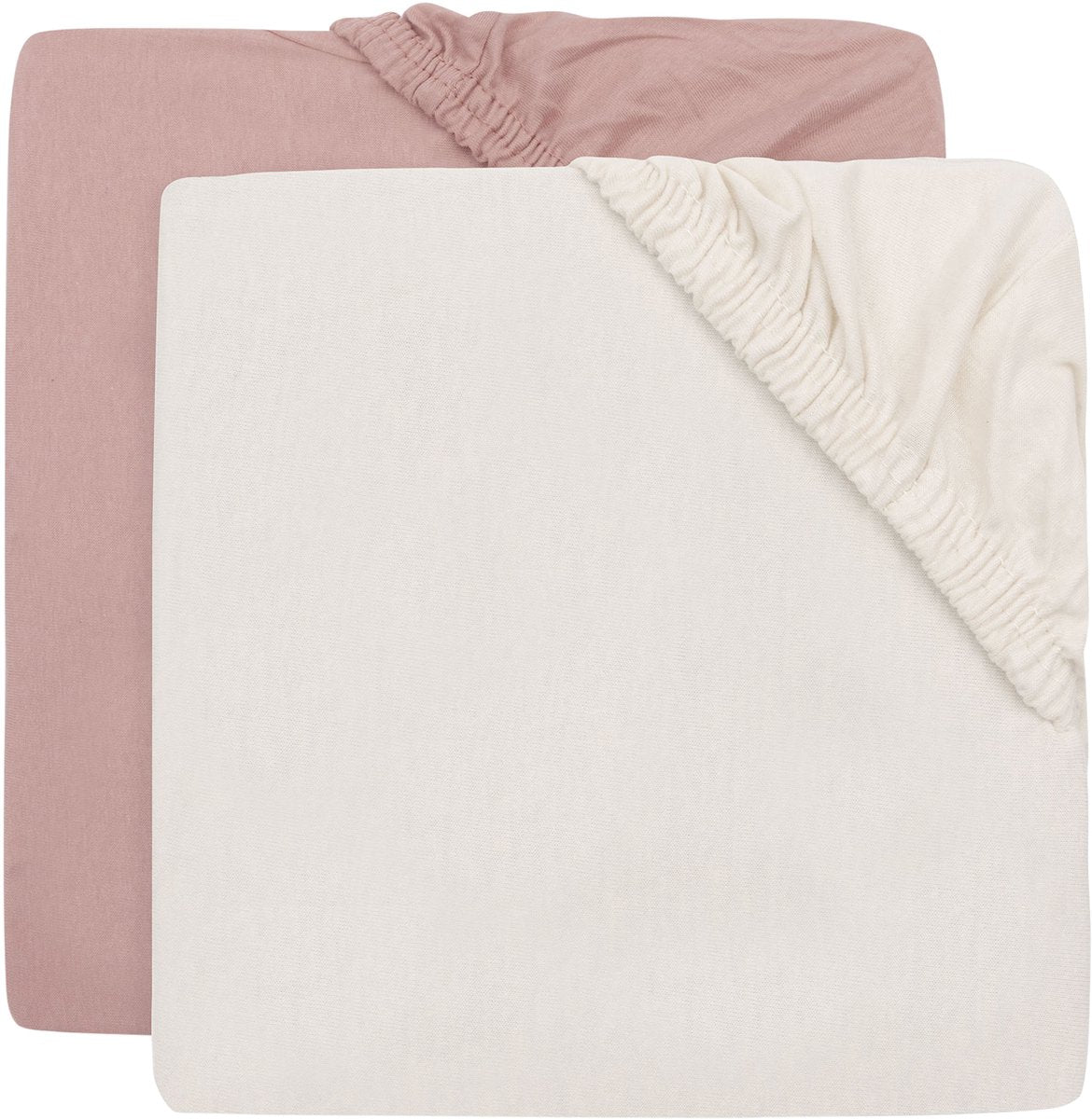 Jollein Spannbettlaken für Bett – 70 75 x 140 150 cm – Jersey – Wildrose-Elfenbein