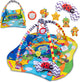 Lionelo Anika Plus 2-in-1 Baby-Gym-Spielmatte – mit erhöhten Rändern (Laufgitterfunktion) – inklusive Bauch-Zeitkissen, interaktives Heft 5 Spielzeuge – 115 x 110 cm