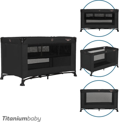 Titanium Baby Titan Baby Campingbett Smart Jordan mit Erhöhung 60x120 cm schwarz inklusive Tragetasche
